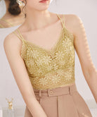 総レースキャミソールカップ付きブラトップ マスタード
