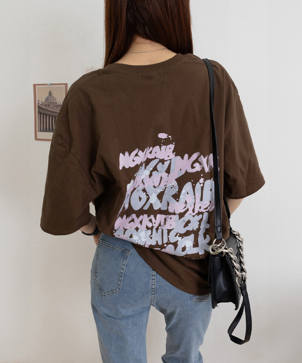 ロングtシャツ ビッグシルエットTシャツ ブラウン
