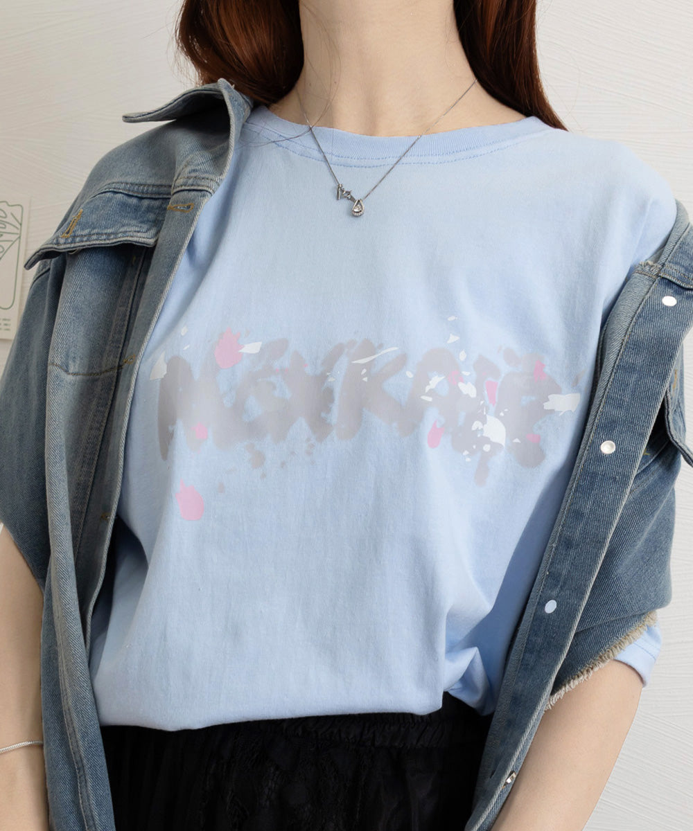ロングtシャツ ビッグシルエットTシャツ ライトブルー