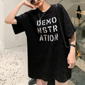 ロング ロゴｔシャツ レディース 半袖 ブラック