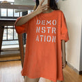 ロング ロゴｔシャツ レディース 半袖 オレンジ