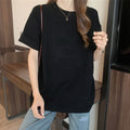 立体ロゴtシャツ 韓国チュニックロンT プルオーバー 着やせ ビッグtシャツ ゆったり おしゃれ カットソー 半袖 トップス 大人カジュアル Tシャツ 86XANYT-012