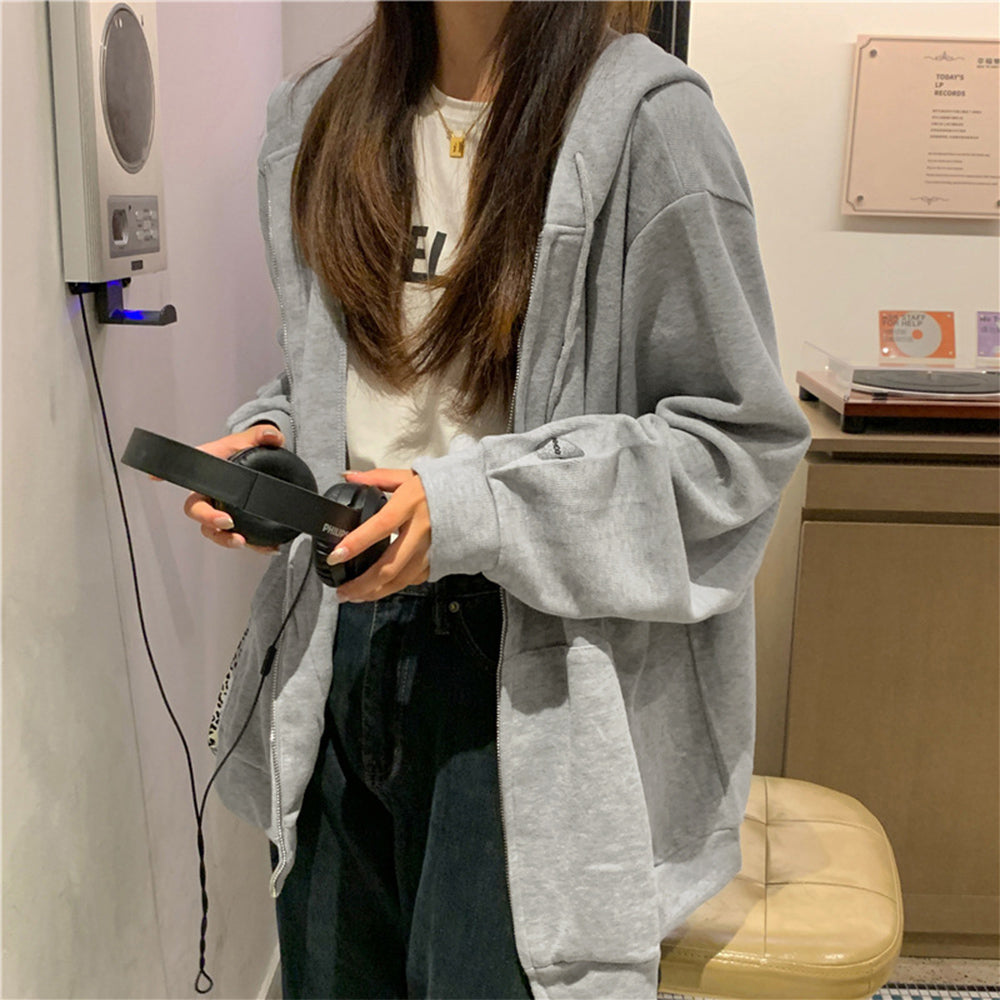ジップアップパーカーレディーススウェット グレー