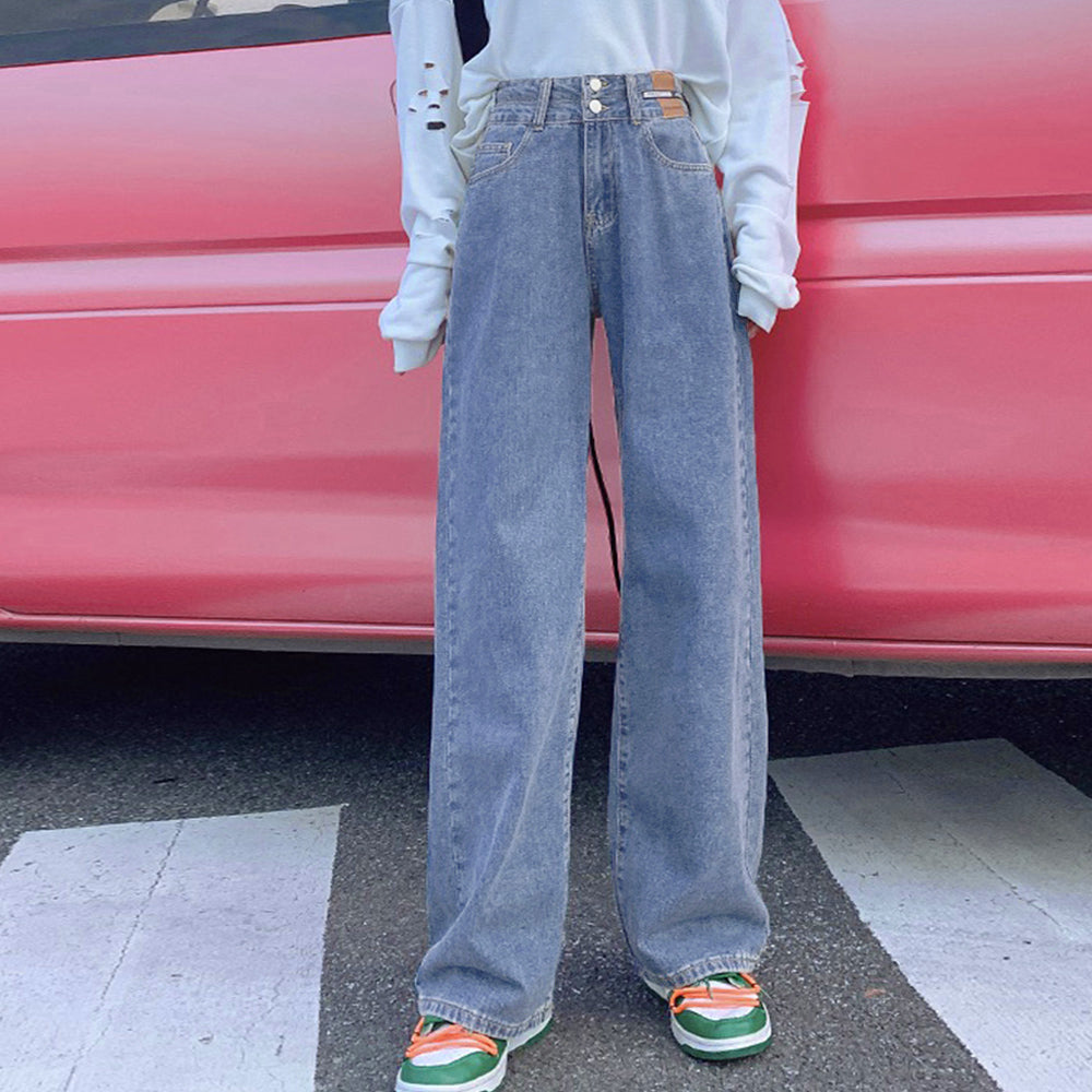 ストレートデニムパンツ セミワイドパンツ インディゴ
