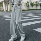 ストレートデニムパンツ セミワイドパンツ サックス