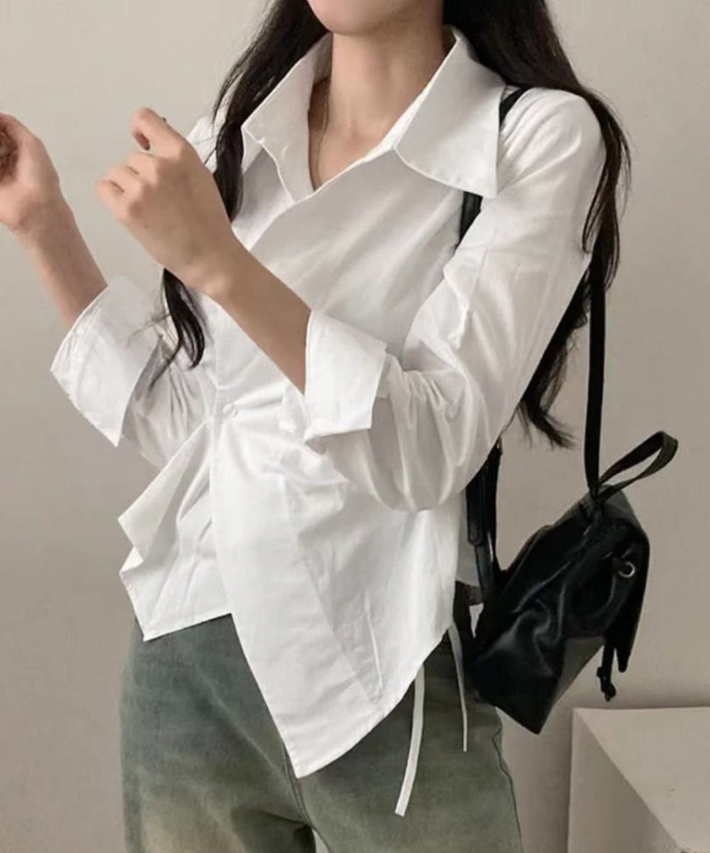 長袖ラップブラウス カシュクール春服秋服 詳細画像13