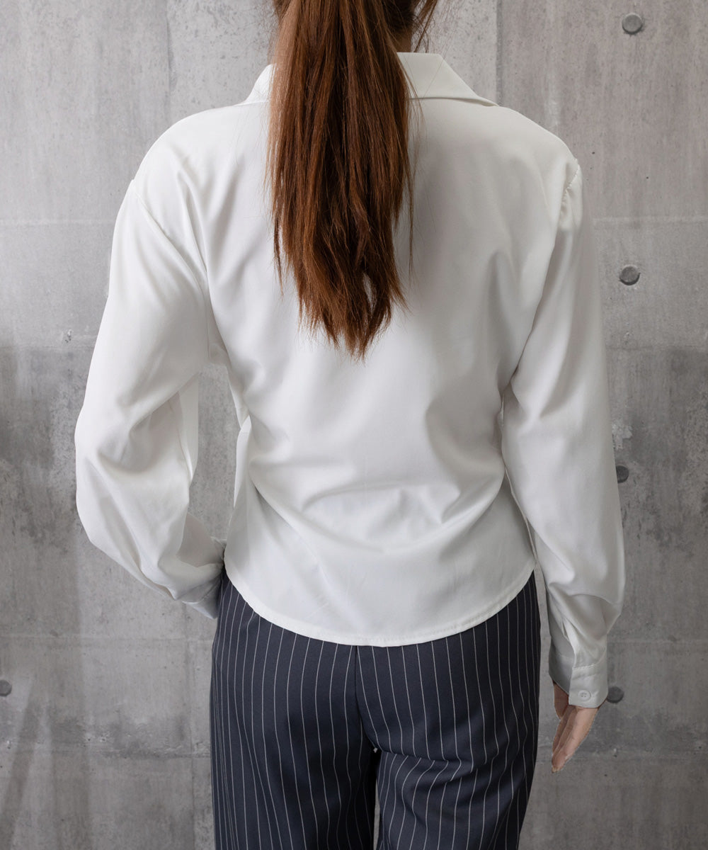長袖ラップブラウス カシュクール春服秋服 詳細画像32