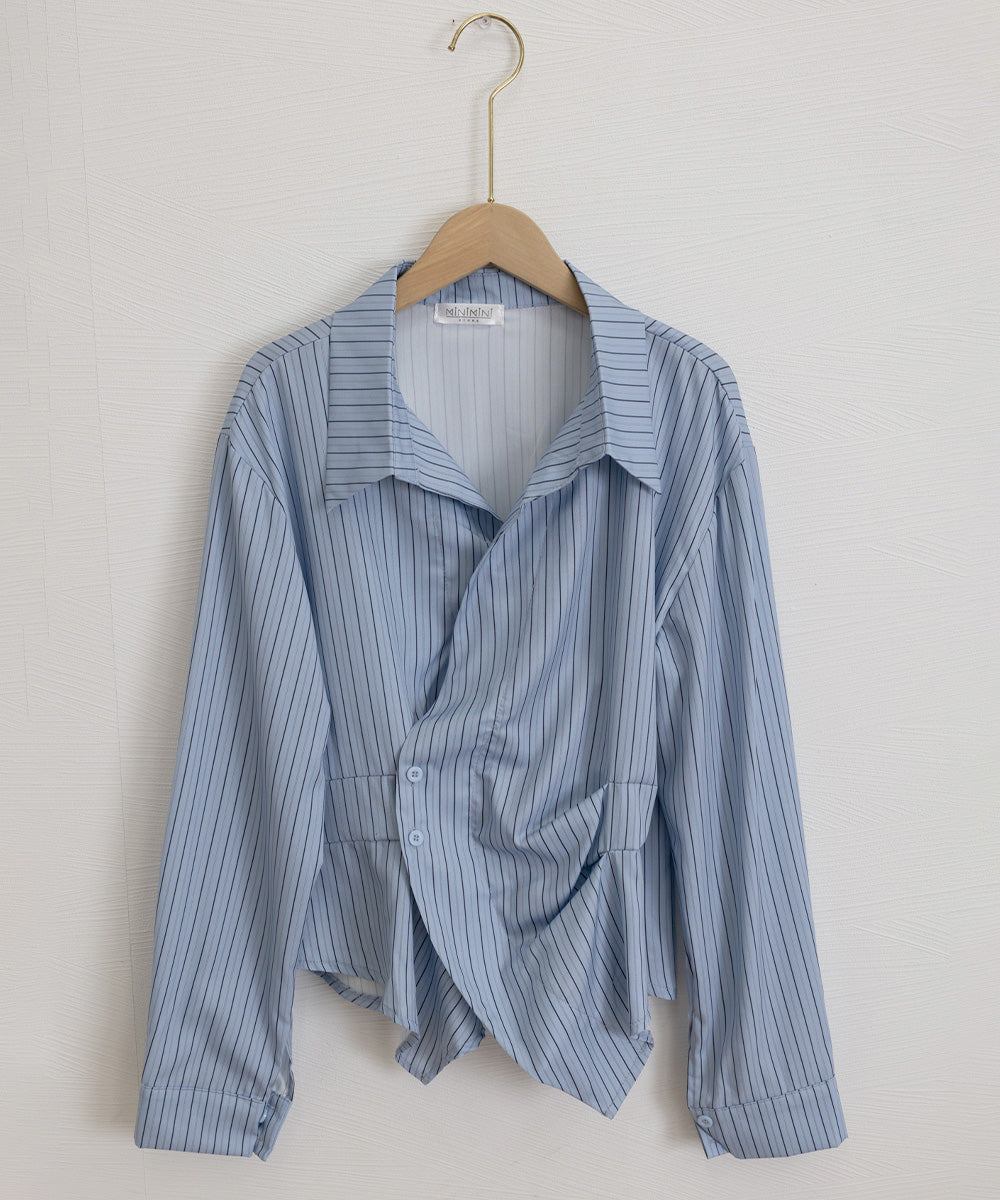 長袖ラップブラウス カシュクール春服秋服 詳細画像33