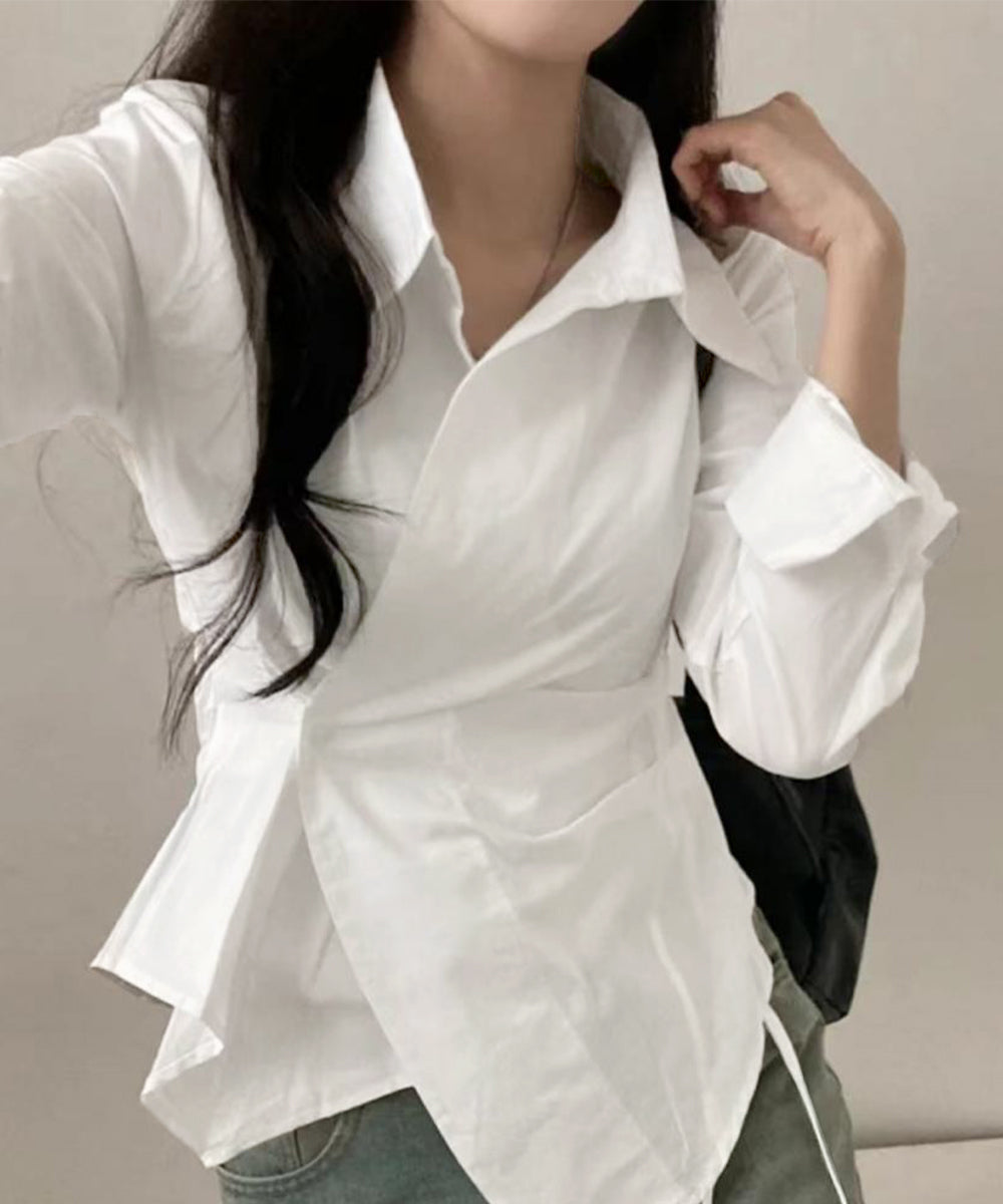 長袖ラップブラウス カシュクール春服秋服 詳細画像6