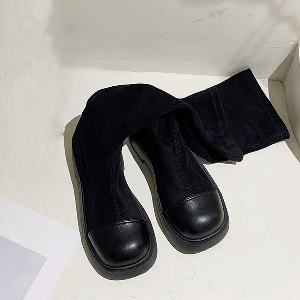 ロングブーツ ラウンドトゥ 厚底ブーツ 詳細画像11