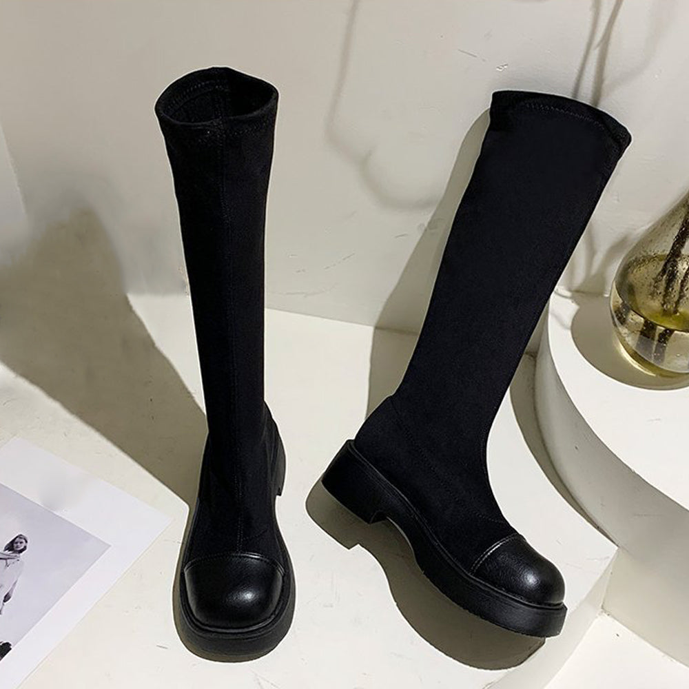 ロングブーツ ラウンドトゥ 厚底ブーツ 詳細画像13