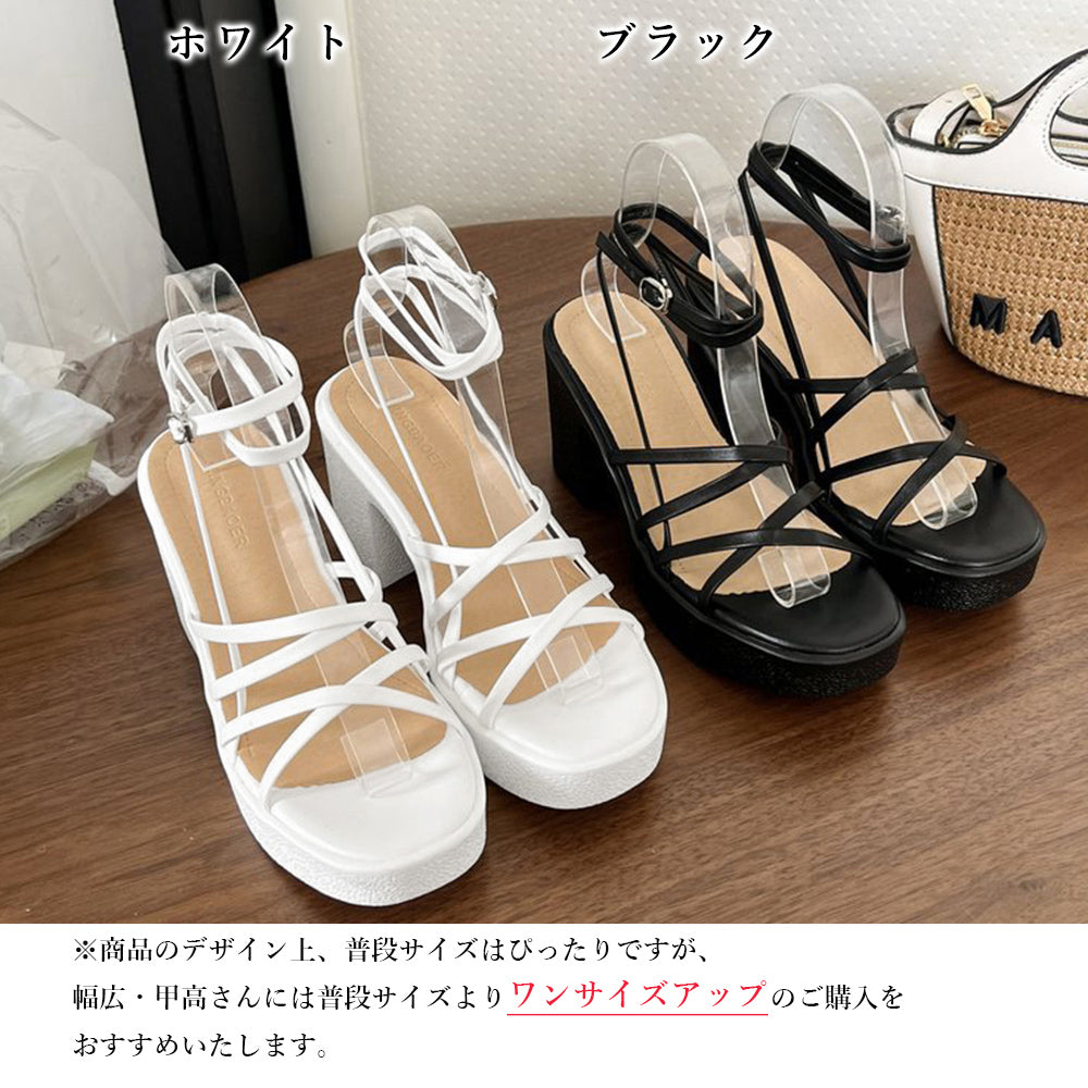 ハイヒール クロスストラップサンダル韓国 詳細画像2