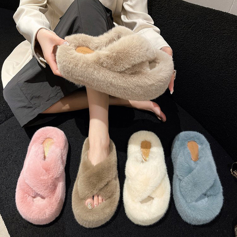 ファーサンダル 厚底 韓国ファースリッパ 詳細画像15