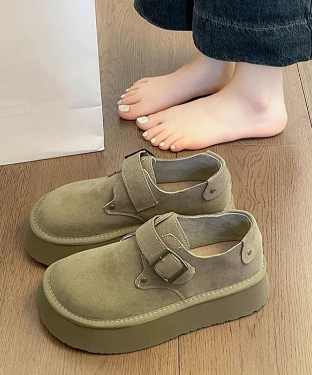 モカシンシューズ 厚底スエード調パンプス