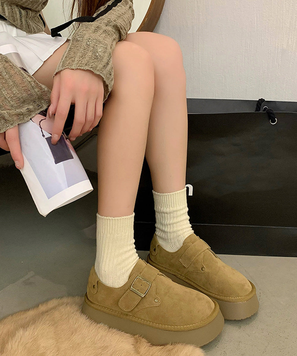 モカシンシューズ 厚底スエード調パンプス