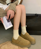 モカシンシューズ 厚底スエード調パンプス