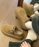 モカシンシューズ 厚底スエード調パンプス