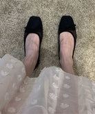 ドットバレエパンプスリボンシアーシューズ