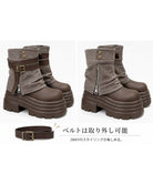 厚底エンジニアショートブーツカバーブーツ