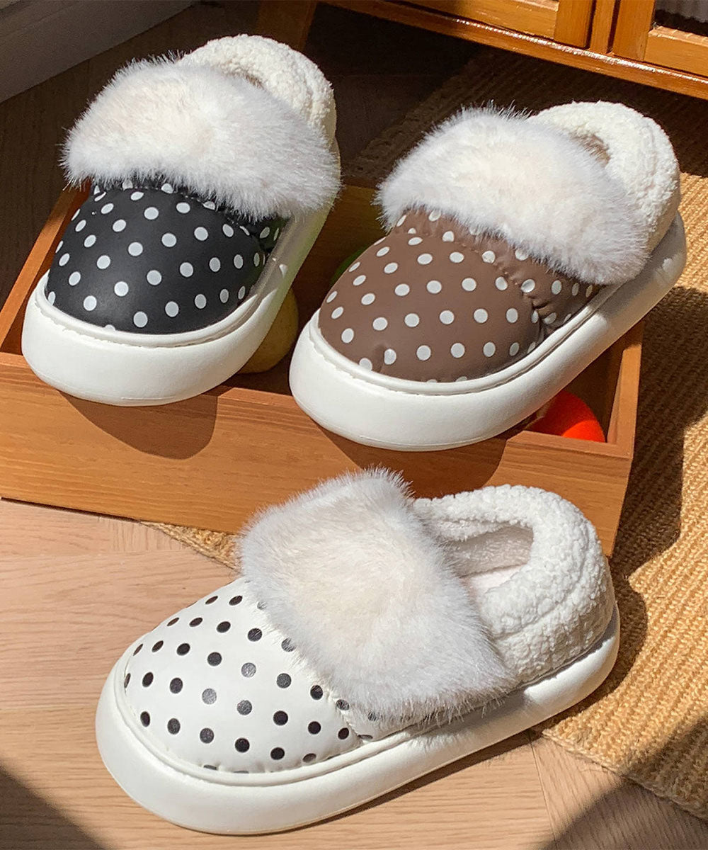 ドット柄ファーサボサンダルルームシューズ