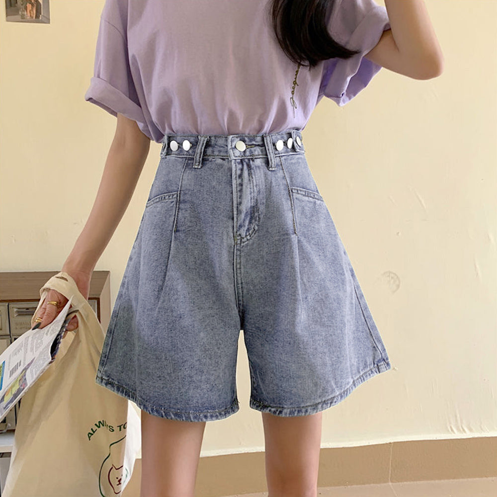 ロールアップ デニムショートパンツ 美脚 詳細画像12