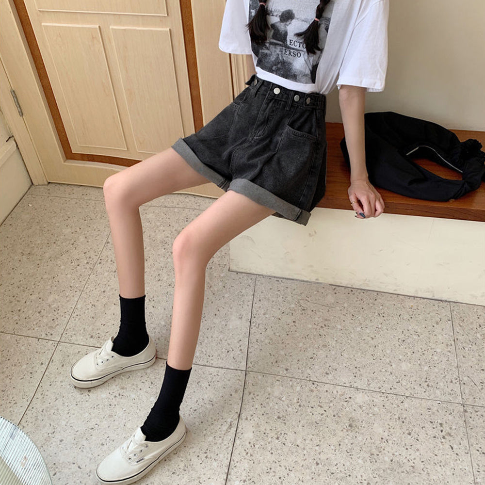 ロールアップ デニムショートパンツ 美脚 詳細画像6