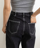 ストレートデニムパンツ ウエスト調整可能