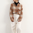 チェック柄シャツ 起毛シャツブラウス韓国 詳細画像22