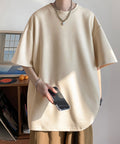 メンズtシャツ 半袖 スエード調Tシャツ メンズ夏tシャツ カットソートップス 無地 ロングtシャツ 韓国ファッション 大人カジュアル サマーｔシャツ黒 おしゃれ 87MP-001