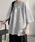 エンボス加工ロゴtシャツ メンズ 韓国風 グレー