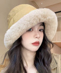 バケットハット レディース ファー帽子冬 もこもこ ボアハット 厚手 韓国 ボア帽子 防寒防風 コーデュロイ帽子 ふわふわ 裏起毛暖かい 小顔見せ ぬくぬく 保温 87SHW-001