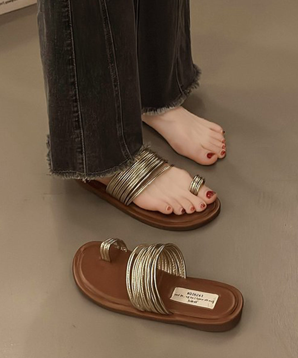 トングサンダル コードストラップサンダル レディース 韓国風フラットサンダル きれいめ夏靴 きらきら可愛い 歩きやすいぺたんこ スリッパサンダルメタリック 美脚靴 87TTMY-013