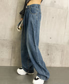 タックワイドデニムパンツレディース韓国風