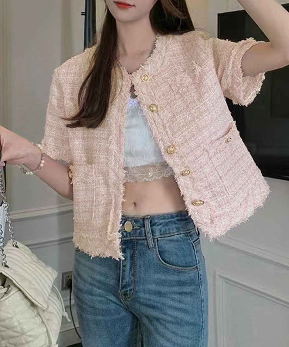 半袖ツイード風ジャケット レディース夏服 詳細画像13