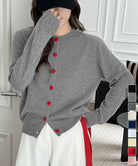 ハートボタンニットカーディガン秋冬韓国風 詳細画像1