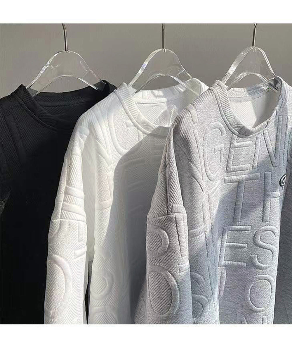 エンボス加工ロゴtシャツ メンズ 韓国風 詳細画像10