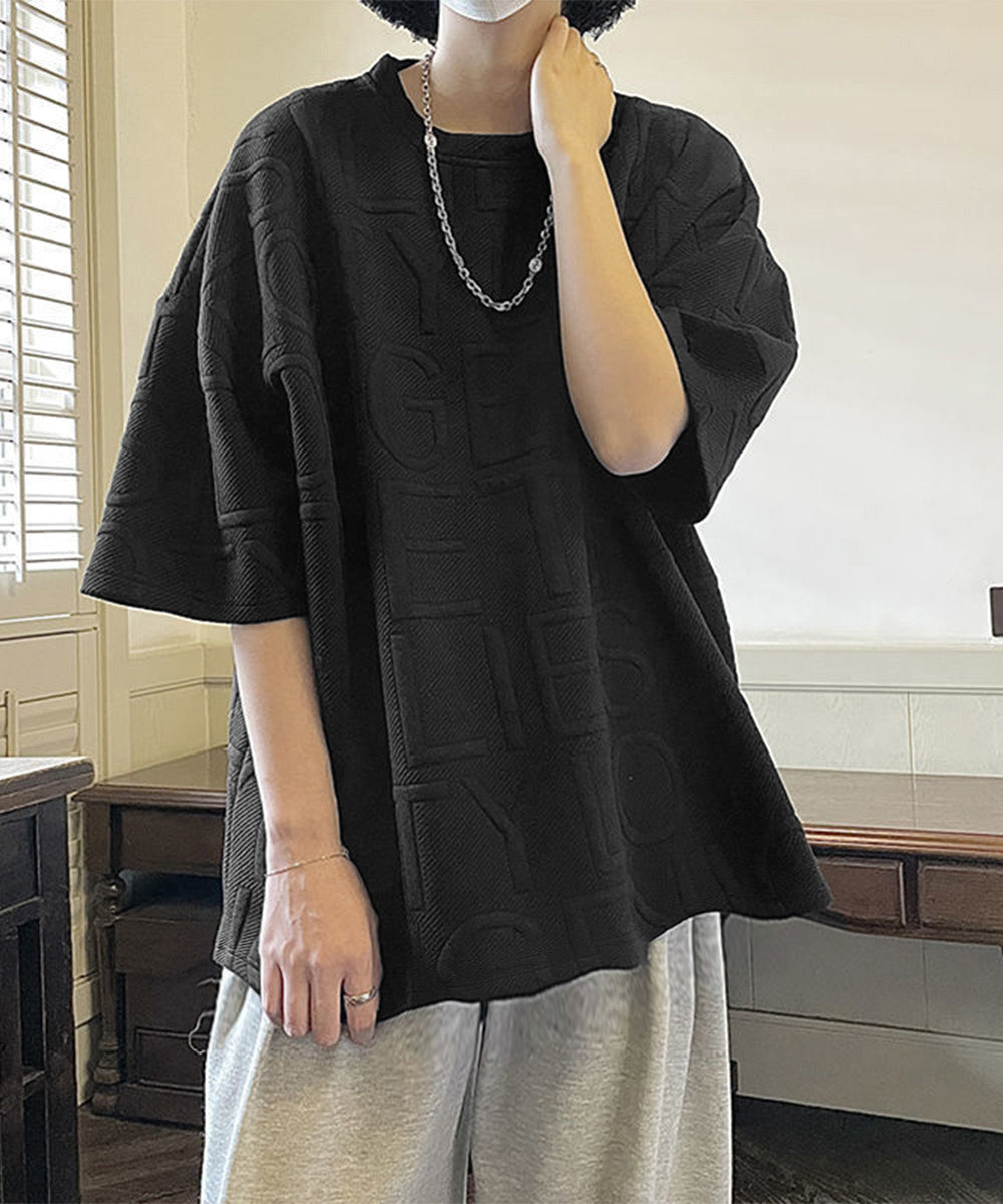 エンボス加工ロゴtシャツ メンズ 韓国風 詳細画像6