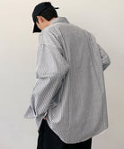 ストライプ柄長袖シャツメンズトップス春秋 詳細画像9