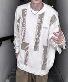 ダメージ総柄ニットトップスメンズ 韓国風 詳細画像10