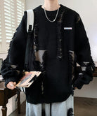 ダメージ総柄ニットトップスメンズ 韓国風 詳細画像16