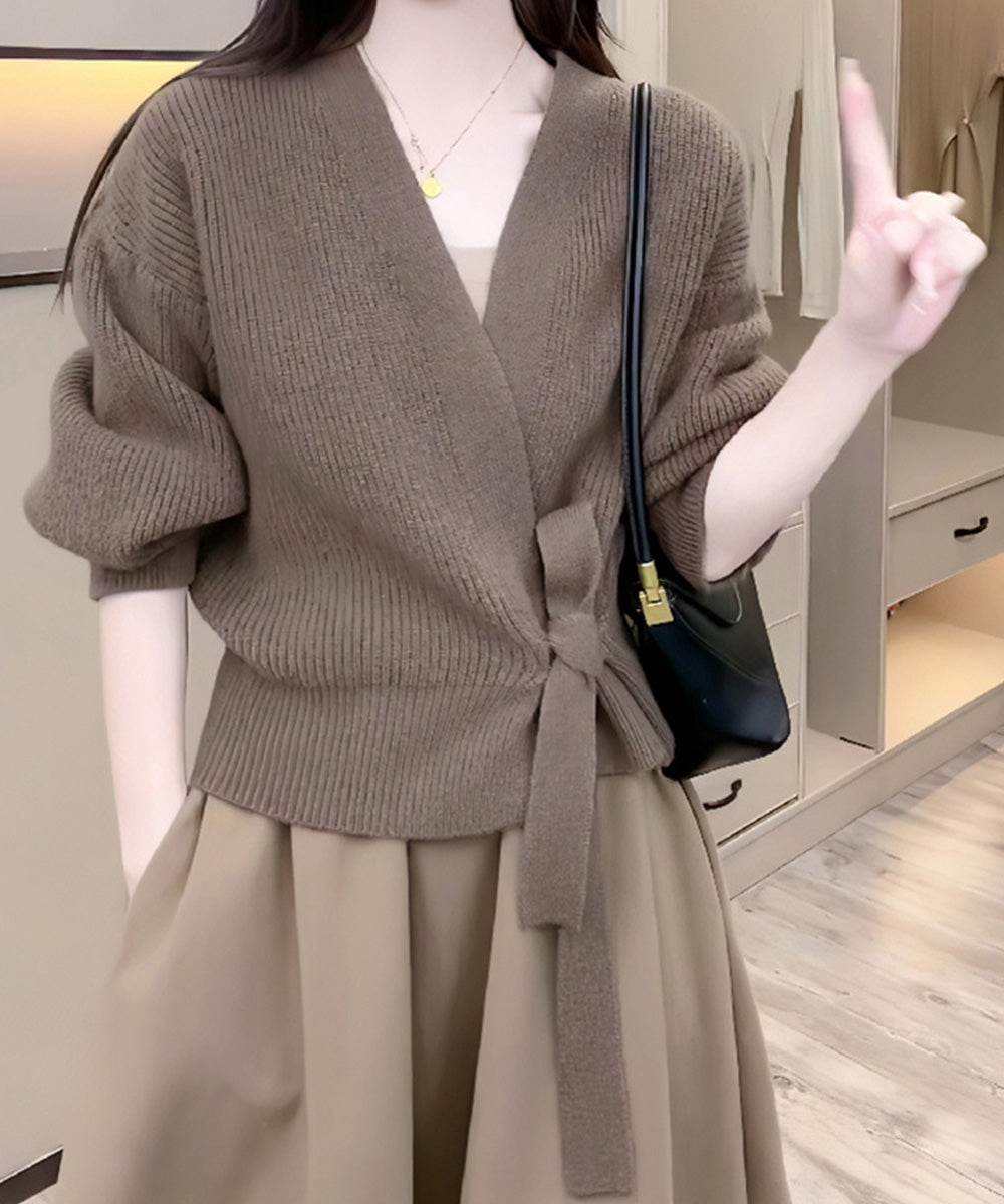 ニットトップス カシュクールニット 韓国 詳細画像7