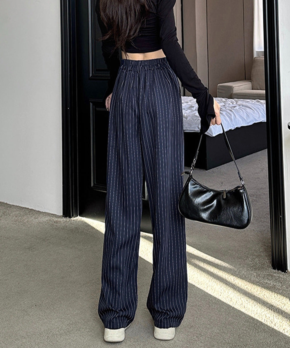 ストライプワイドパンツ春夏秋ロングパンツ 詳細画像14