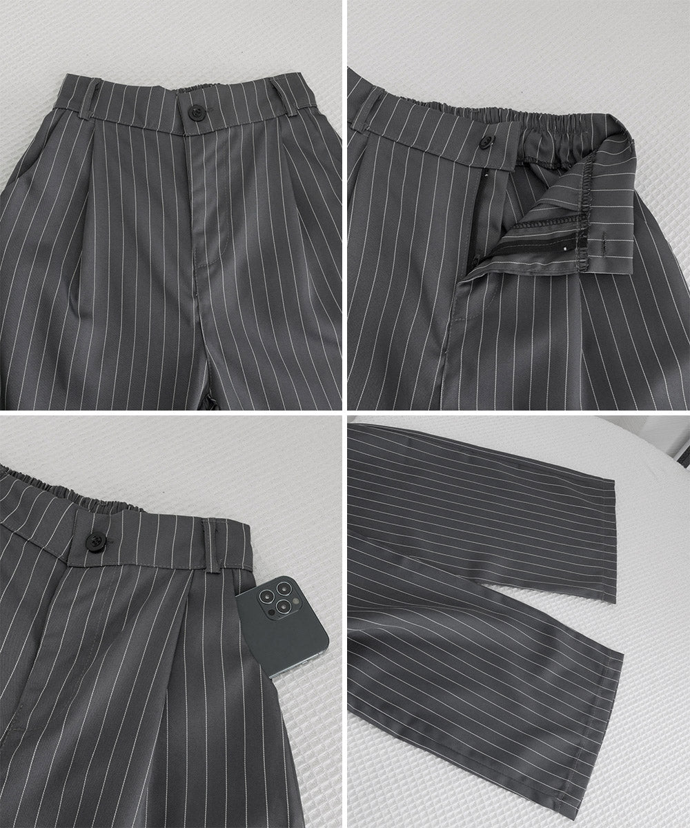 ストライプワイドパンツ春夏秋ロングパンツ 詳細画像29