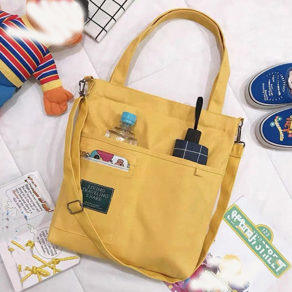 キャンバス トートバッグ 2way 軽量 イエロー