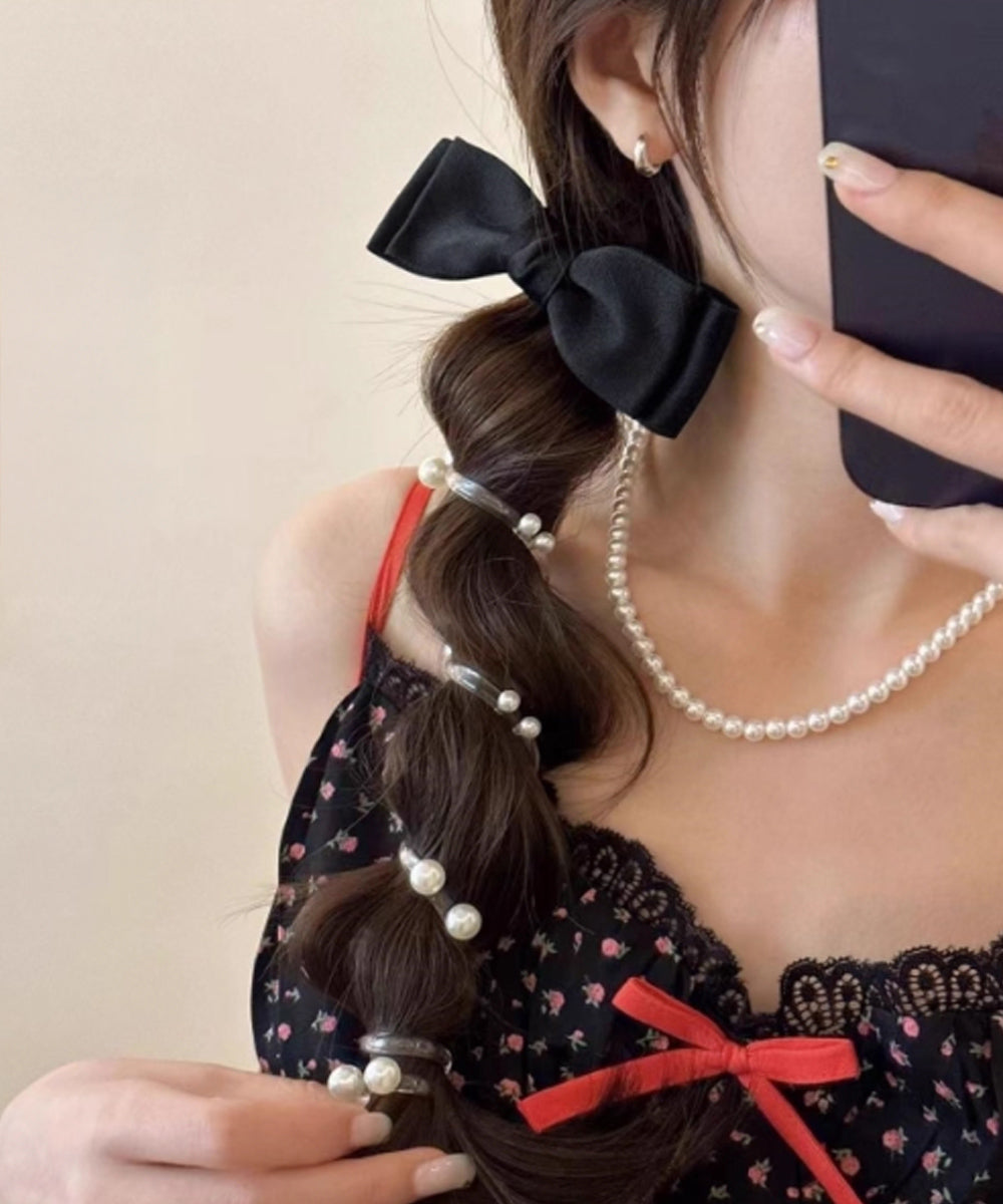 リボン コイルポニー 簡単 コイルアップ 大人かわいい スパイラルヘアゴム フェミニン ヘアアレンジ エレガント ヘアアクセサリー 韓国風ポニーテール おしゃれ 88CXH-112