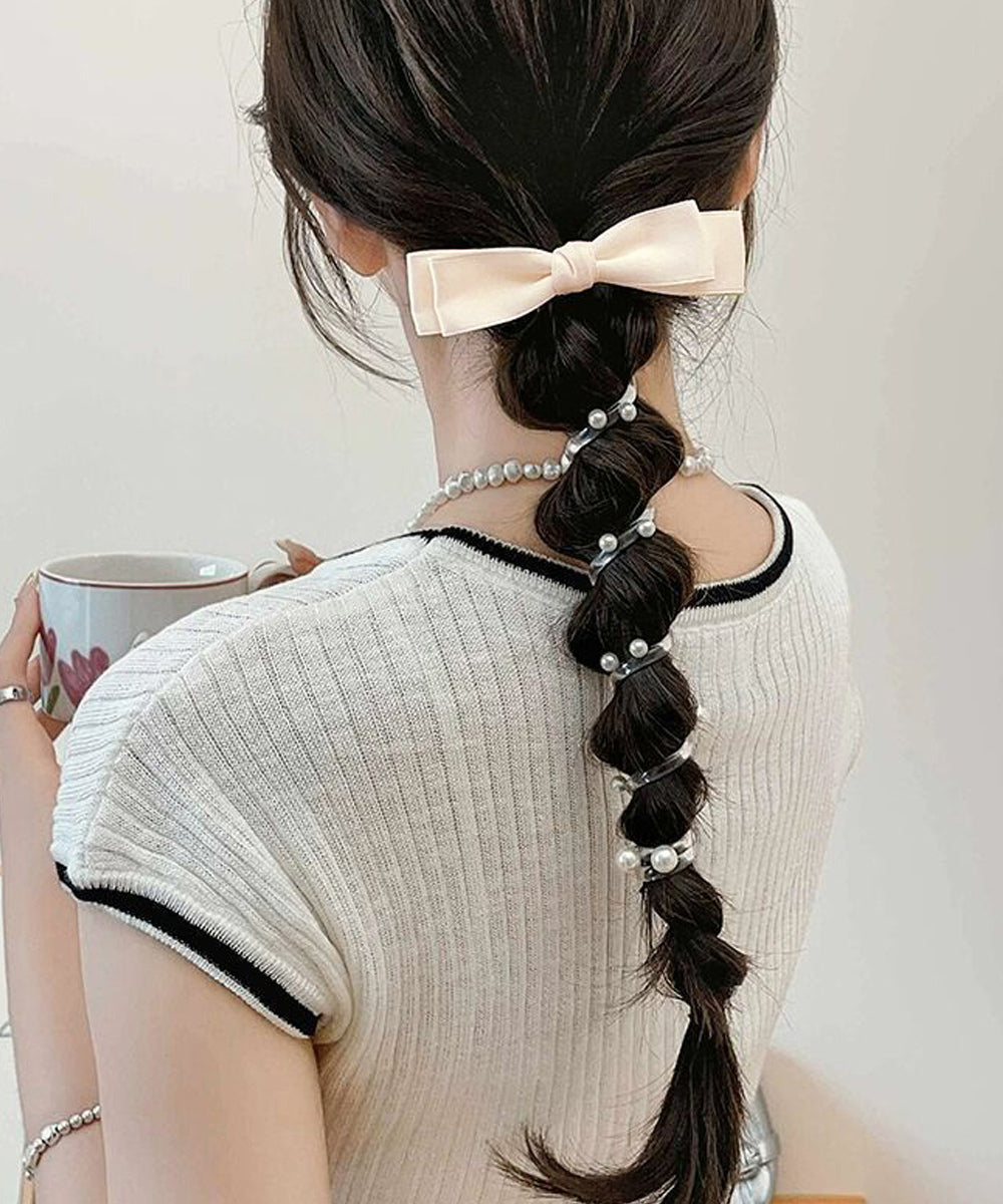 リボン コイルポニー 簡単 コイルアップ 大人かわいい スパイラルヘアゴム フェミニン ヘアアレンジ エレガント ヘアアクセサリー 韓国風ポニーテール おしゃれ 88CXH-112