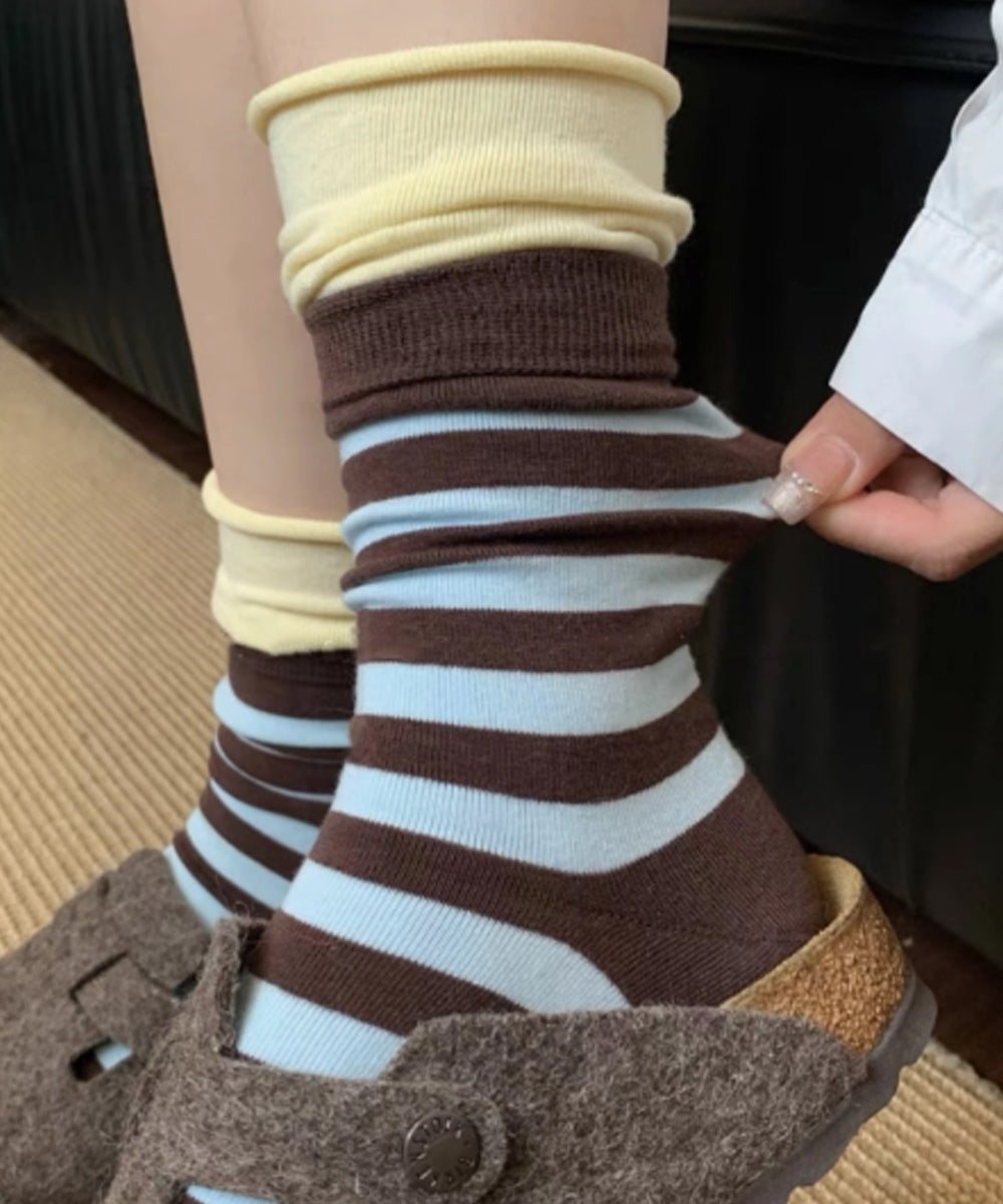 カラーボーダー ソックス 可愛い 靴下 クリーム