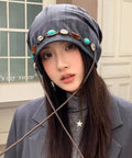 装飾付き ルーズキャップレディース 小顔 おしゃれ 紐付き ワッチ風キャップ 被りやすい 帽子 韓国ファッション 大人カジュアル ぼうし 可愛い ゆる帽子 レトロ 88CXH-126