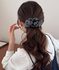 ドット柄 フリルリボン バナナクリップ おしゃれ ヘアアクセサリー レディース ヘアクリップ 清楚 まとめ髪 大人かわいい ヘアアレンジ フェミニン 簡単髪留め 88CXH-134
