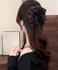 フリルリボン バンスクリップ ヒョウ柄 レディース おしゃれ ヘアクリップ レオパード柄 ヘアアレンジ 大人かわいい 簡単まとめ髪 フェミニン ヘアアクセサリー 88CXH-136